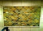 Tumbled Slate Mini Brick Backsplash Focal Point